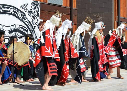 Gwa'sala-'Nakwaxda'xw youth celebrate the grand opening of Kwa'lilas Hotel